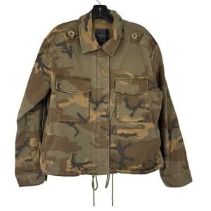 Sanctuary Standard Surplus Camo Utility Jacket Womens Large Cotton Stretch